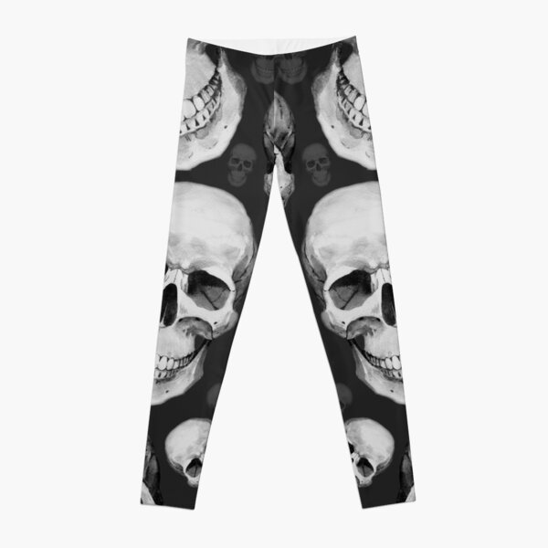 3D Look Skull Black and White Skulls Leggings