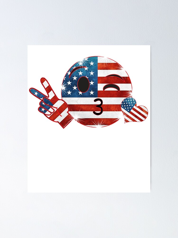 Patriotic Us Flag Kissing Emoji Face Mask Poster By Kelaessentials Redbubble