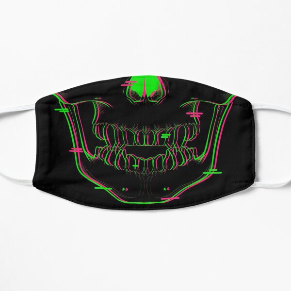 Pink and Green Glitch Skull Mask Mask