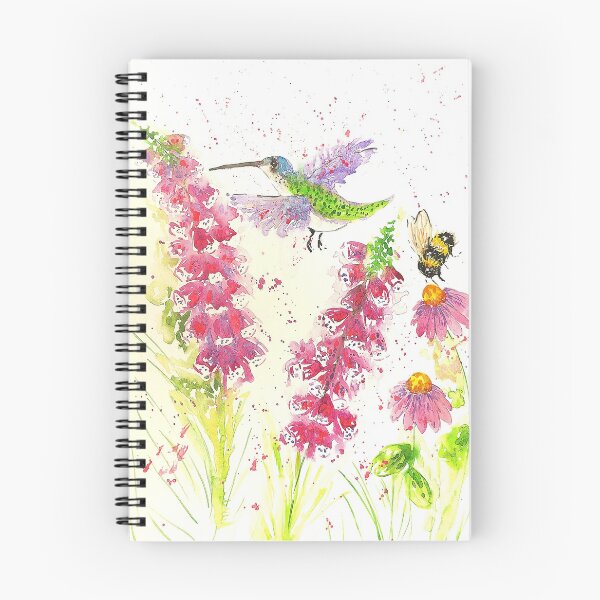 Item preview, Cute Hummingbird and a Bumblebee among Pink Flowers designed and sold by Casimirasart.