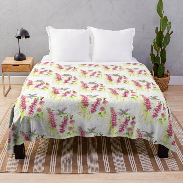 Item preview, Cute Hummingbird and a Bumblebee among Pink Flowers designed and sold by Casimirasart.