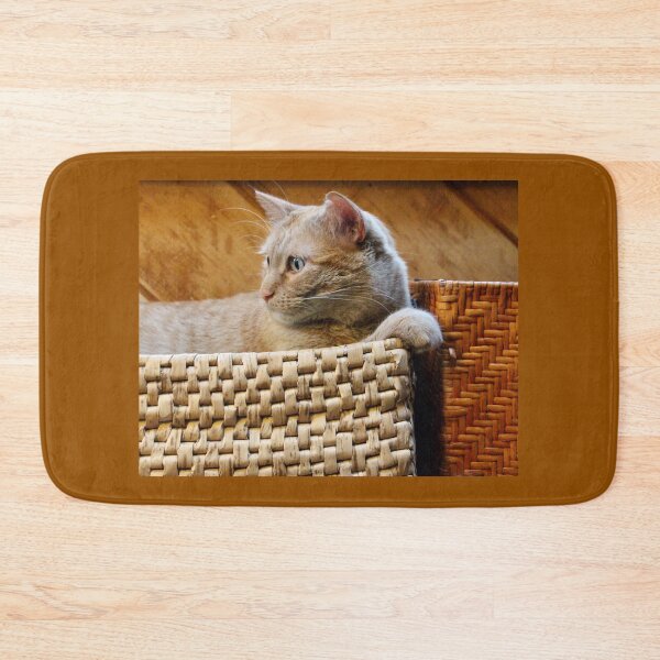 Item preview, Orange tabby cat in a basket designed and sold by pixelmountain.