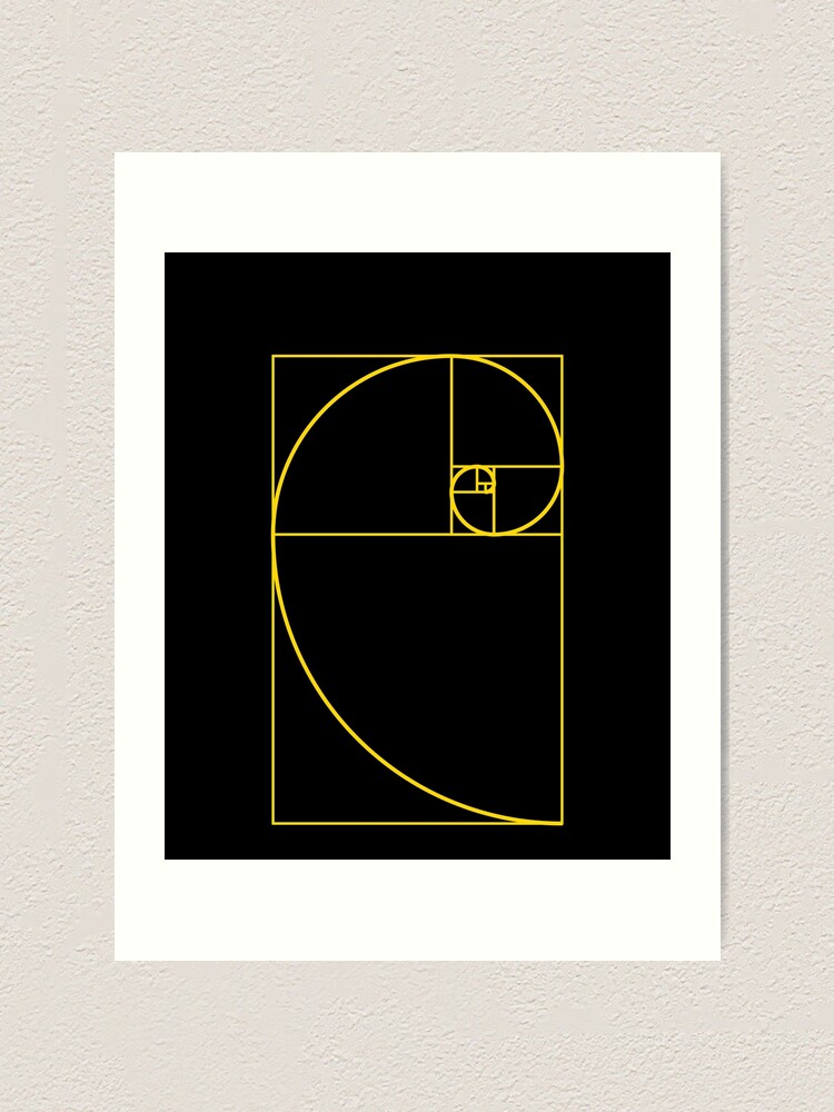 Fibonacci Spiral Art Print - Spiraling Yellow Abstract Poster Art