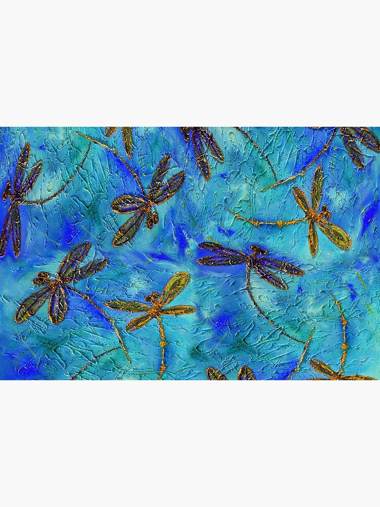 Dragonfly Dance Blue Gold by lyndseyart