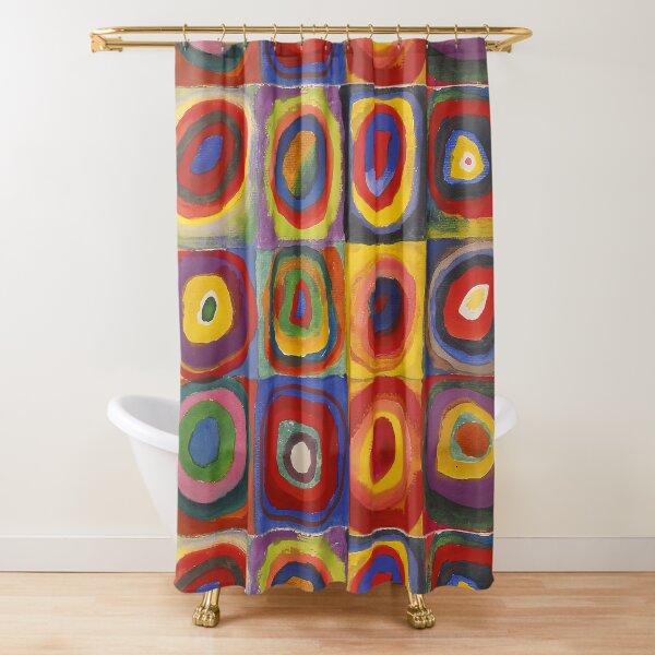 Kandinsky Squares With Concentric Circles Shower Curtain