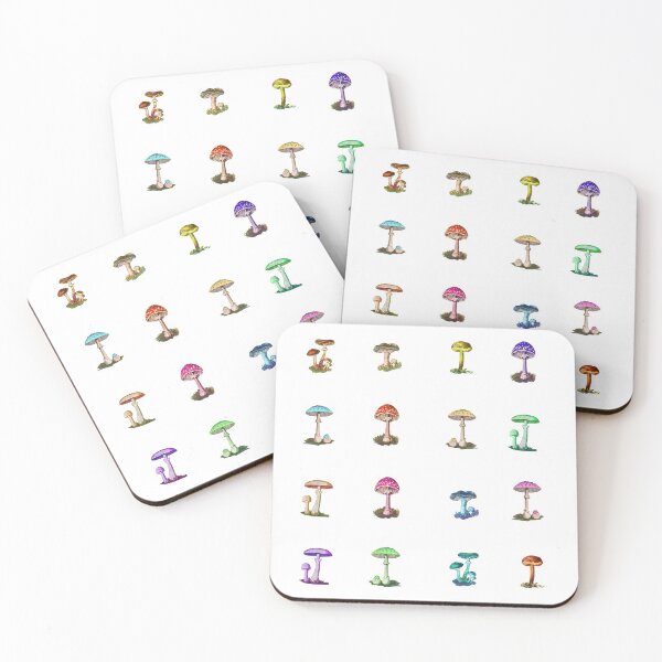Item preview, Colorful Magic Mushrooms on White designed and sold by NOTSNIW ART.