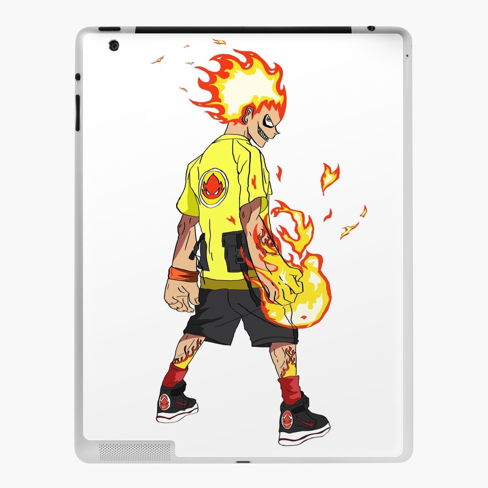 Premium AI Image | Anime character with a fire background expressing  aggression and anger illustrating inner power