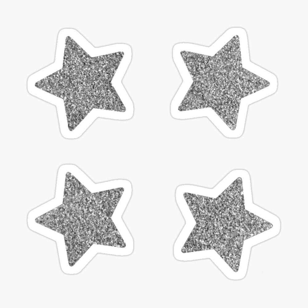 Star Glitter Sticker Sheet - Silver - 23 Per Sheet