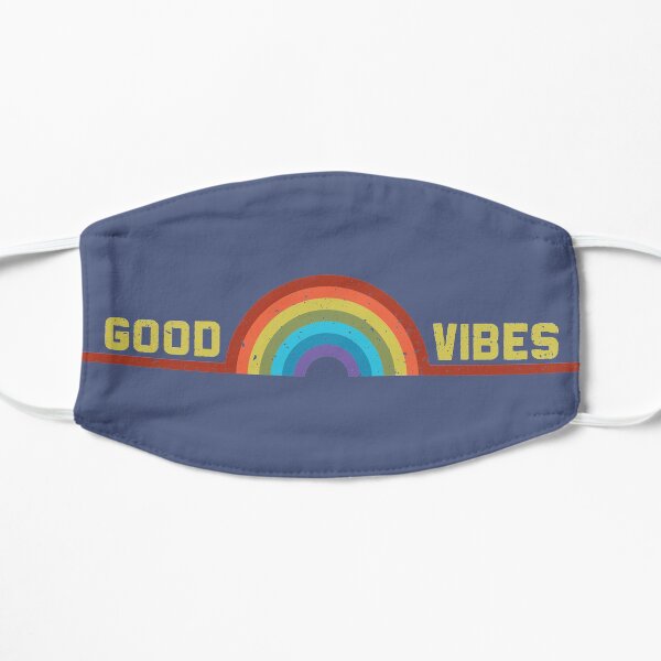 Good Vibes Distressed Rainbow Mask