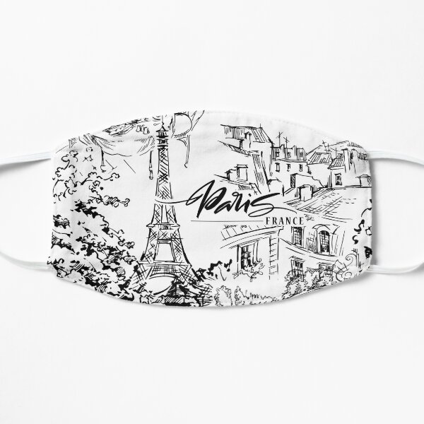 Black Toile Black Toile Print Paris Toile Eiffel Tower Toile Flat Mask