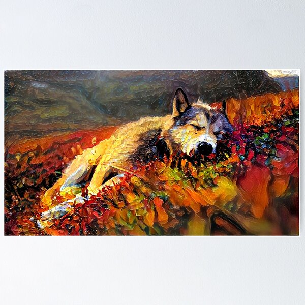 Item preview, Napping Autumn Mountain Wolf  designed and sold by Alyxandre.