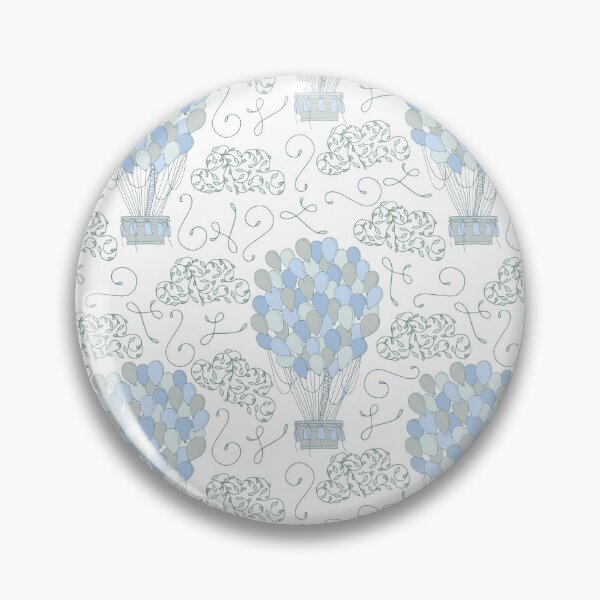 Item preview, Vintage hot air balloons line drawing pastel blue designed and sold by Latch Farm  Studios.