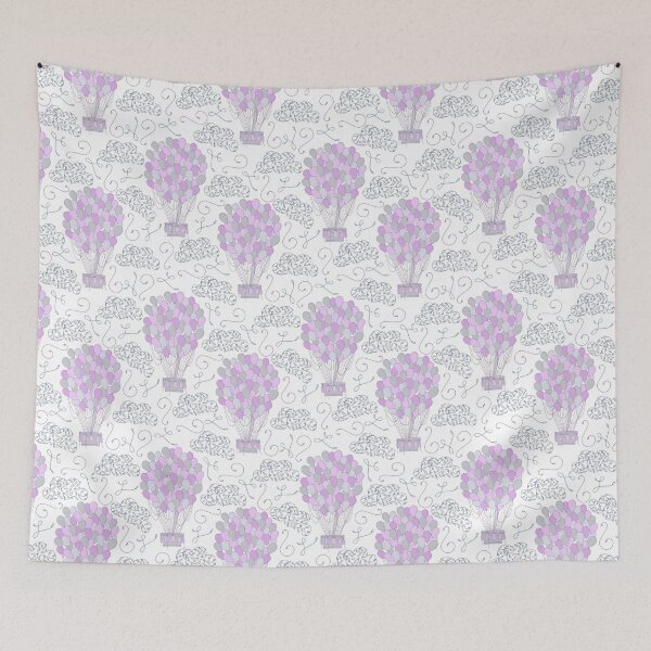 Item preview, Vintage hot air balloons line drawing pastel purple  designed and sold by Latch Farm  Studios.