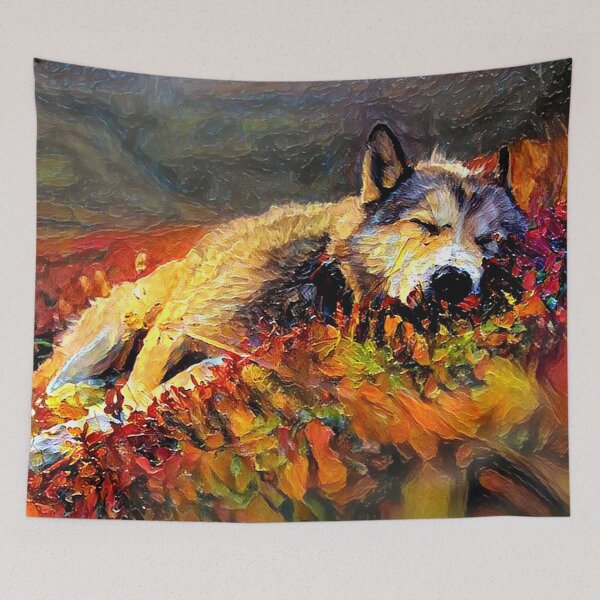 Item preview, Napping Autumn Mountain Wolf  designed and sold by Alyxandre.