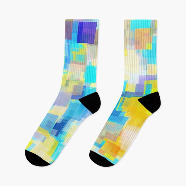 Item preview, geometric square pattern abstract background in yellow and blue designed and sold by Mrvell.