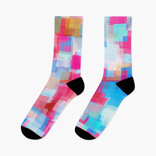 Item preview, geometric square pattern abstract background in pink and blue designed and sold by Mrvell.