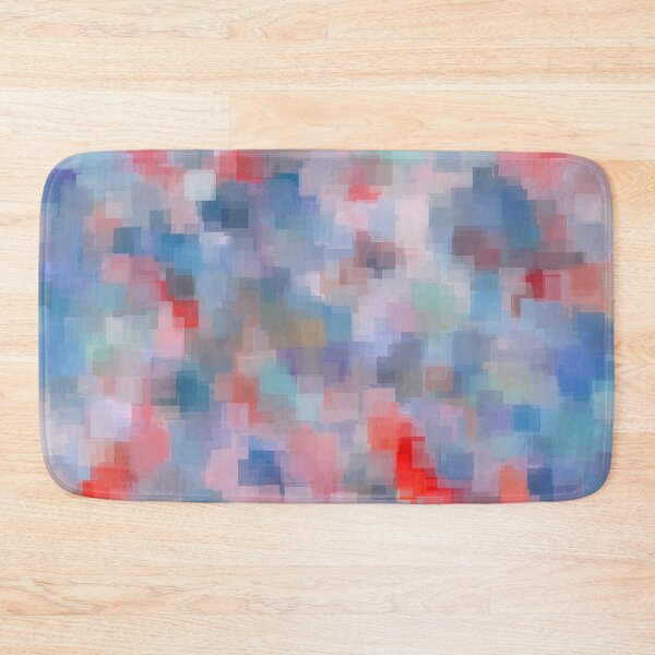 Item preview, geometric square pattern abstract background in blue pink red designed and sold by Mrvell.
