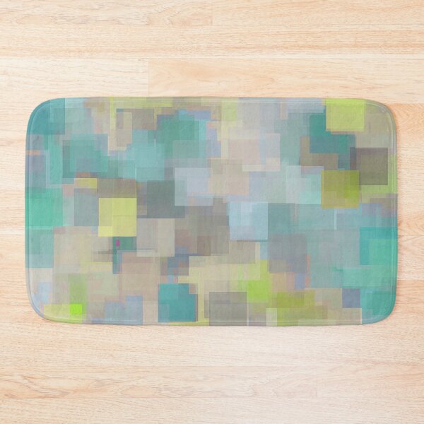 Item preview, geometric square pattern abstract background in yellow and green designed and sold by Mrvell.