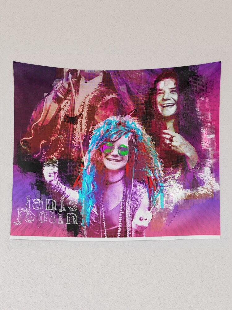 Janis Joplin popart colors digital handmade by Iona Art Digital Tapestry