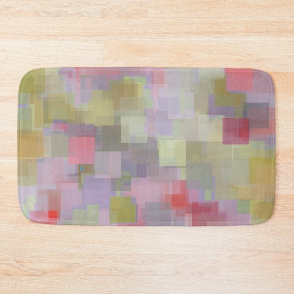 Item preview, geometric square pattern abstract background in pink blue green designed and sold by Mrvell.