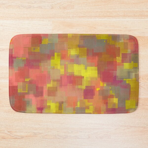 Item preview, geometric square pattern abstract background in pink brown yellow designed and sold by Mrvell.
