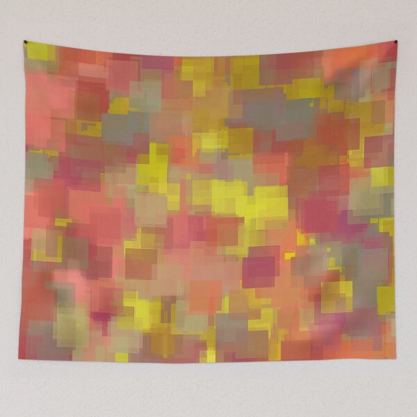 Item preview, geometric square pattern abstract background in pink brown yellow designed and sold by Mrvell.