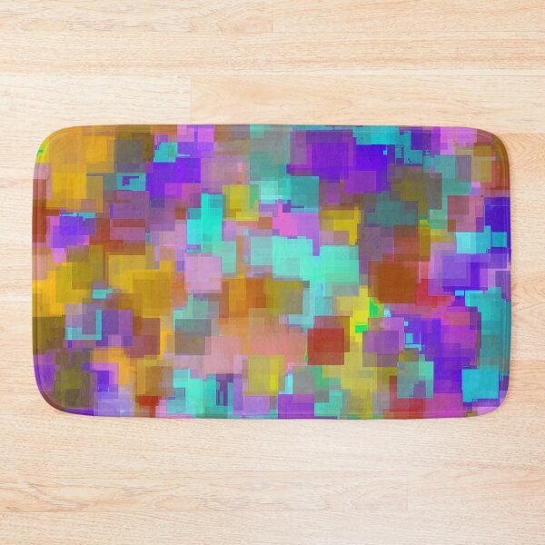 Item preview, geometric square pattern abstract background in pink blue purple brown designed and sold by Mrvell.