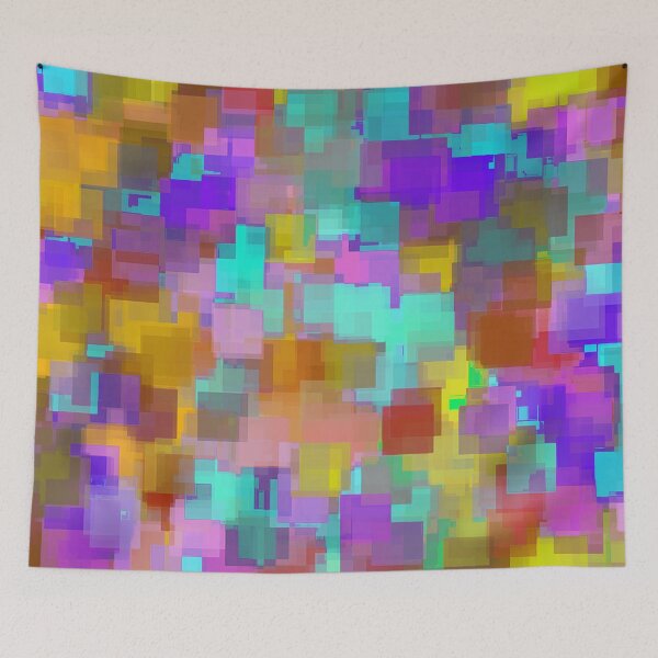 Item preview, geometric square pattern abstract background in pink blue purple brown designed and sold by Mrvell.