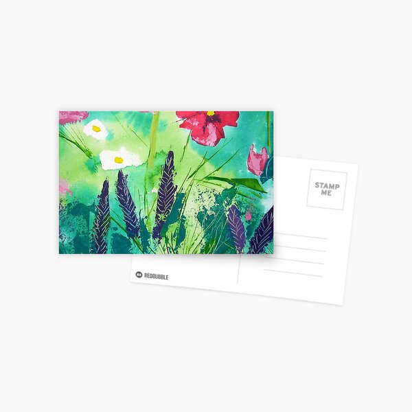 Meadow Flowers, Acrylic painting Postcard