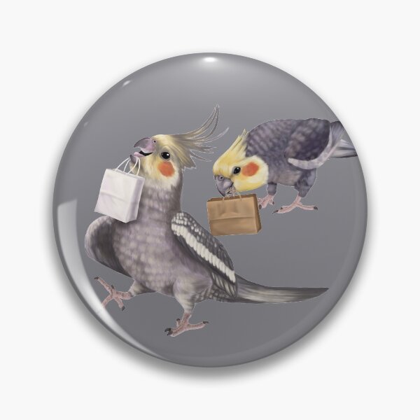 Item preview, Cockatiel birds couple with shopping bags designed and sold by Mehu.