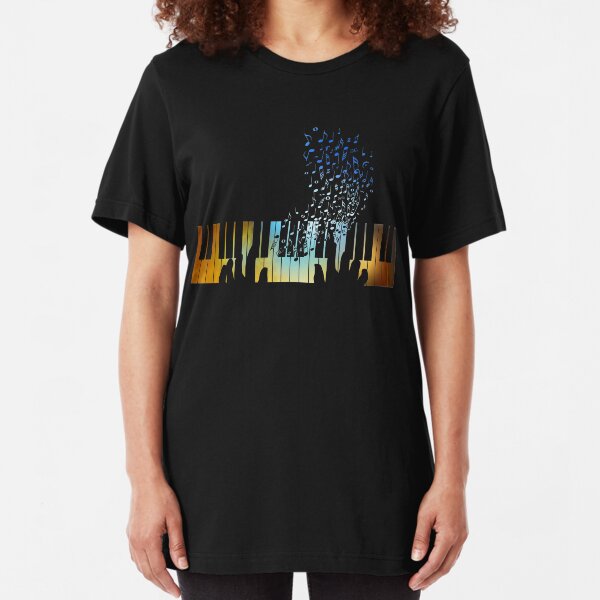 Hands Playing on Piano Keyboard Gift for Music Teacher Shirt Slim Fit T-Shirt
