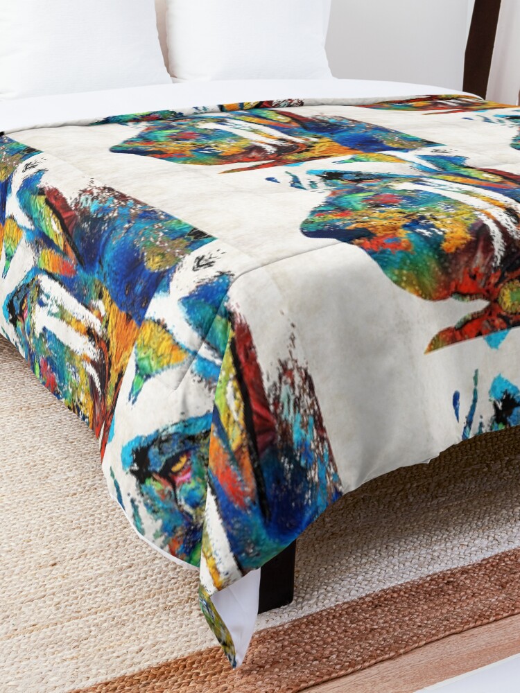 Alternate view of Colorful Bloodhound Dog Art By Sharon Cummings Comforter