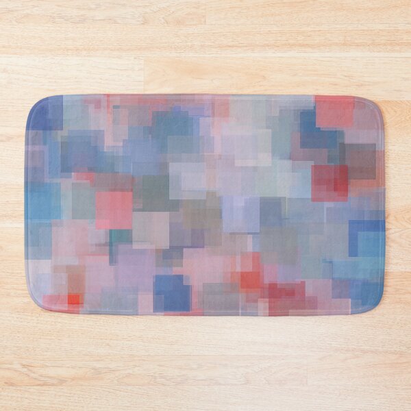 Item preview, geometric square pattern abstract background in blue and pink designed and sold by Mrvell.