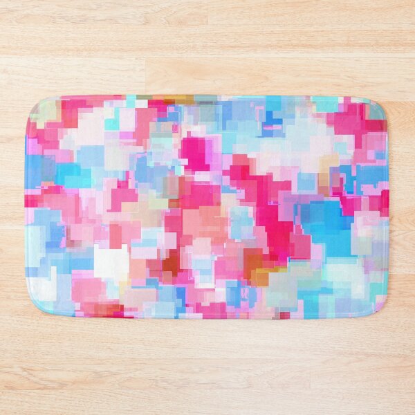 Item preview, geometric square pattern abstract background in pink and blue designed and sold by Mrvell.