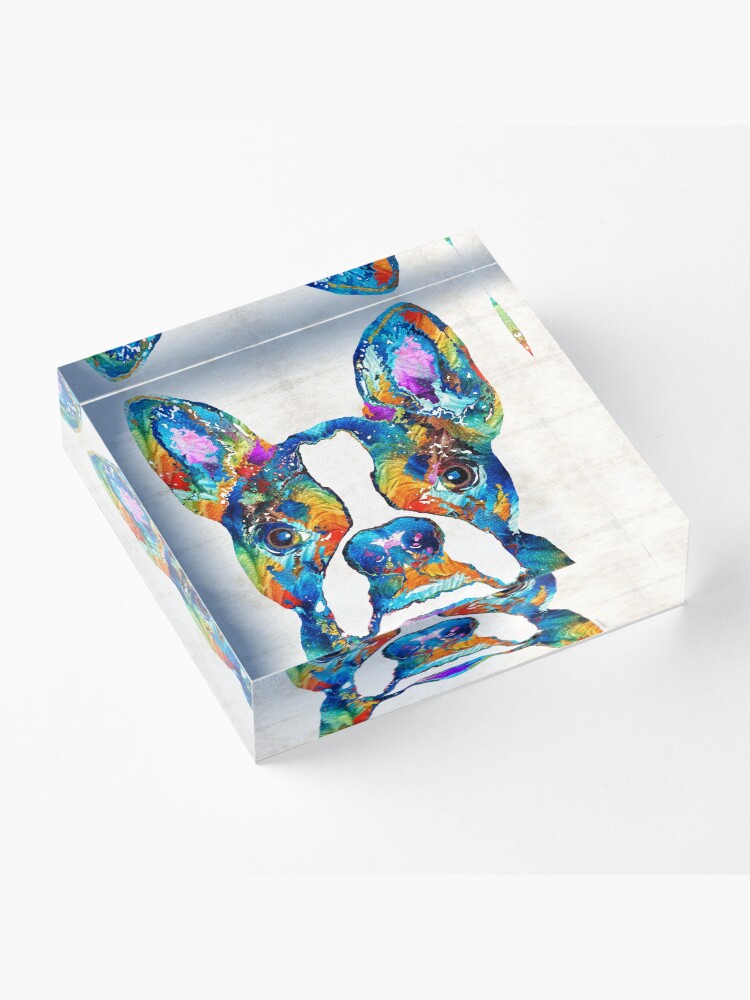 Alternate view of Colorful Boston Terrier Dog Pop Art - Sharon Cummings Acrylic Block