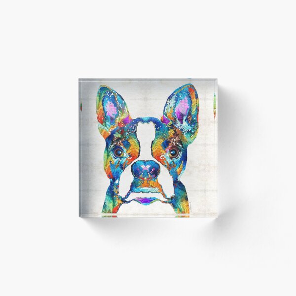 Colorful Boston Terrier Dog Pop Art - Sharon Cummings Acrylic Block