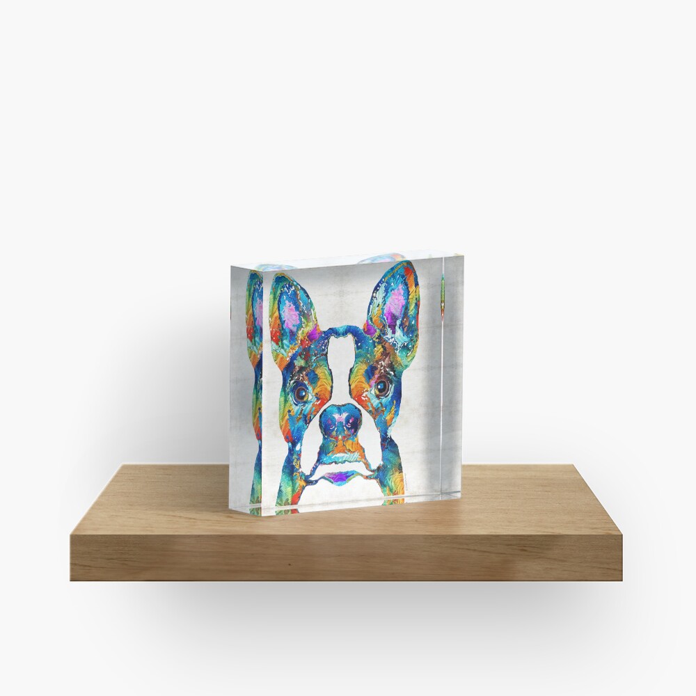 Colorful Boston Terrier Dog Pop Art - Sharon Cummings Acrylic Block