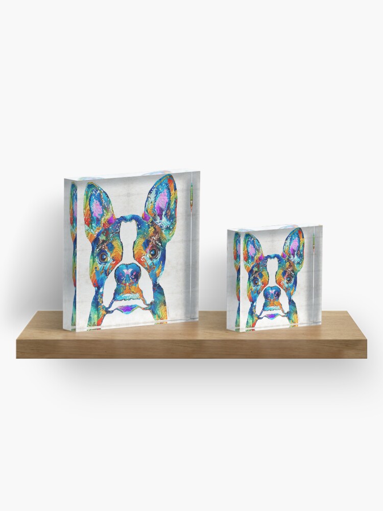 Alternate view of Colorful Boston Terrier Dog Pop Art - Sharon Cummings Acrylic Block
