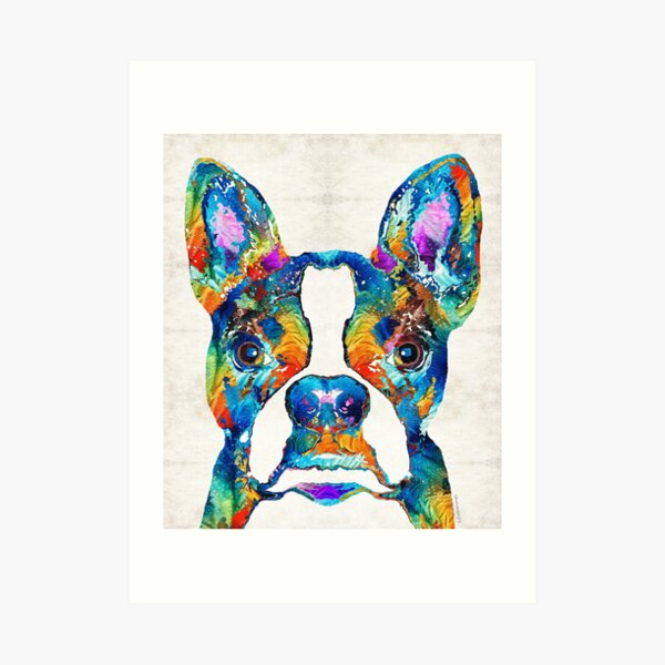 Colorful Boston Terrier Dog Pop Art - Sharon Cummings Art Print