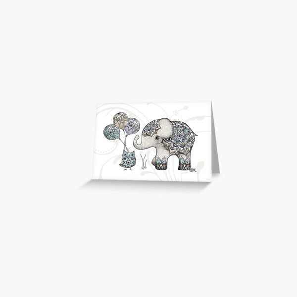 Item preview, Owl and Elephant Mandala Blue Mint designed and sold by Karin Taylor.