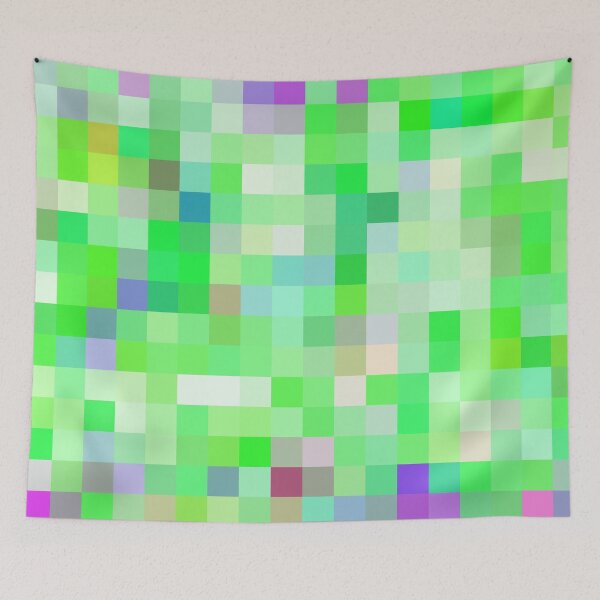 Item preview, geometric square pixel pattern abstract background in green pink purple designed and sold by Mrvell.
