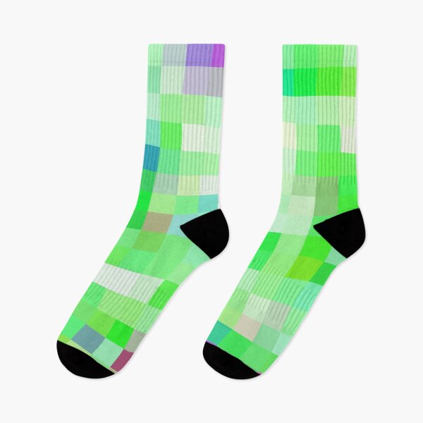 Item preview, geometric square pixel pattern abstract background in green pink purple designed and sold by Mrvell.