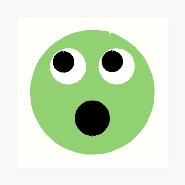 Surprised Face Emoji Emoticon Cartoon in Green Greeting Card