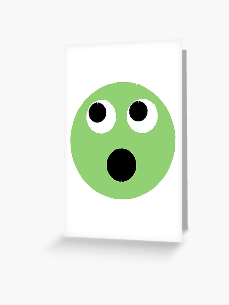 Surprised Face Emoji Emoticon Cartoon in Green Greeting Card