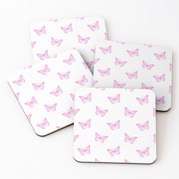 Aperçu de l'œuvre Papillons roses minimalistes sur blanc créée et vendue par RootSquare.