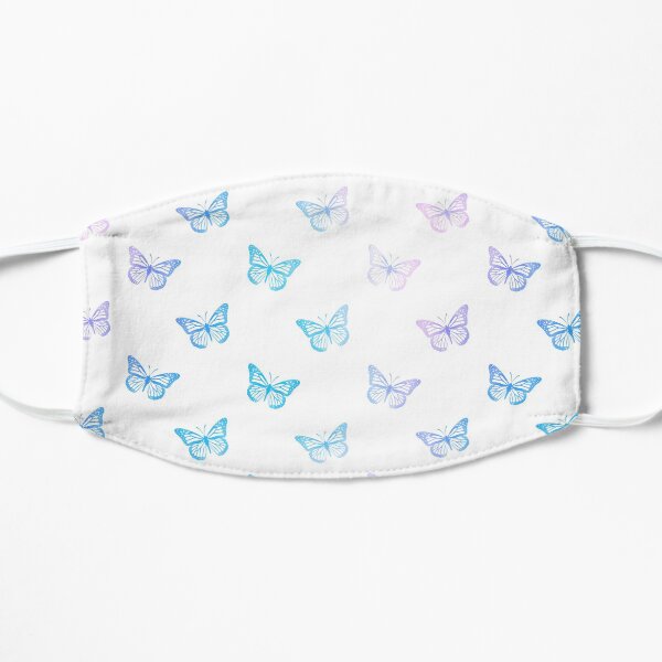 Minimalist Pastel Blue Butterflies on White Mask