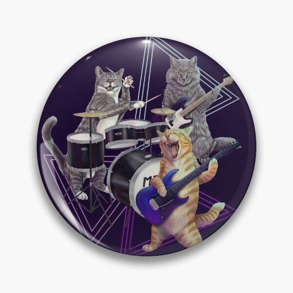 Item preview, Cat band- Rock band kitties playing the bass, electric guitar, and drums designed and sold by Mehu.