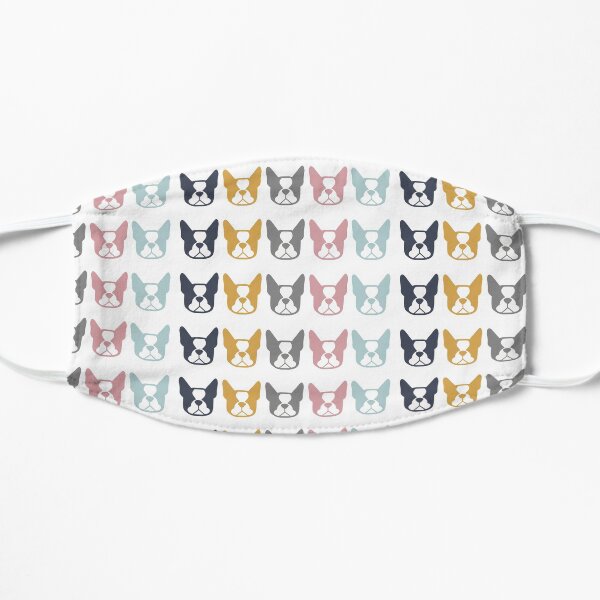 Boston Terriers in a row - multi colored Boston dogs: color series 2 - Boston Terrier gifts Flat Mask