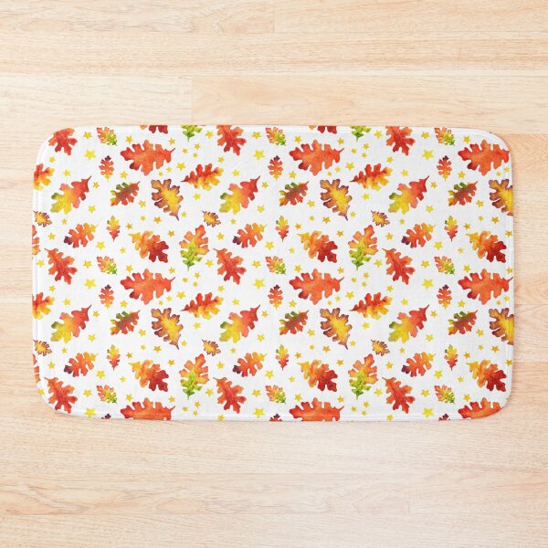 Item preview, Autumn Nights Leaf and Star Pattern on White designed and sold by dragonstarart.
