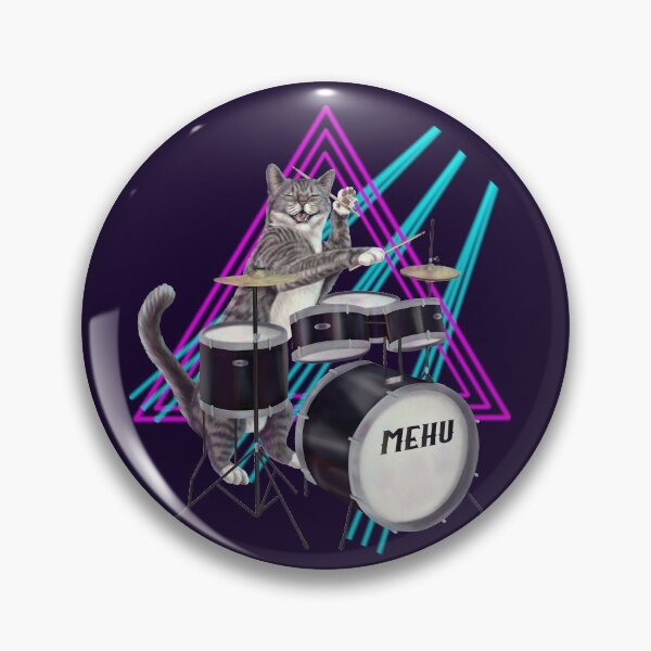 Item preview, Cat Drummer - Rock band kitty playing the drums designed and sold by Mehu.